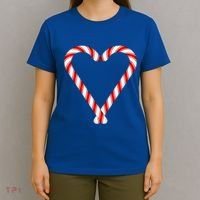 Christmas Candy Cane Heart Mom Dad Gift T-Shirt thumb 4