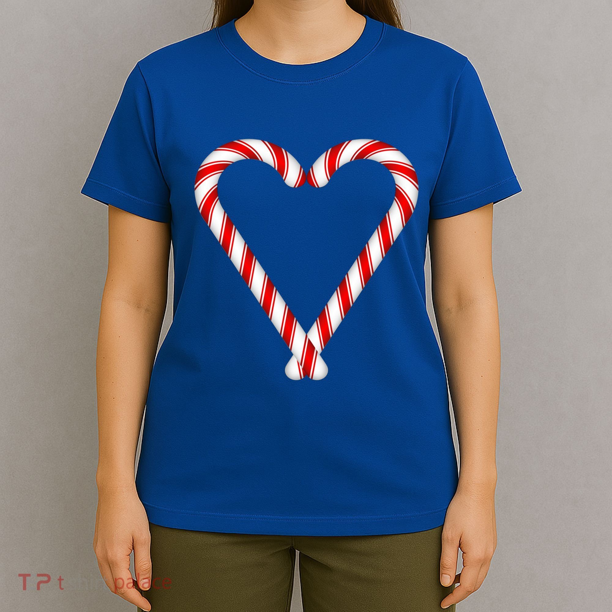 Christmas Candy Cane Heart Mom Dad Gift T-Shirt