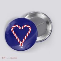 Christmas Candy Cane Heart Mom Dad Gift Button thumb 0