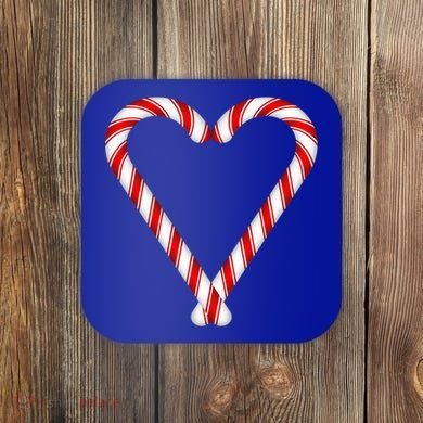 Christmas Candy Cane Heart Mom Dad Gift Coaster