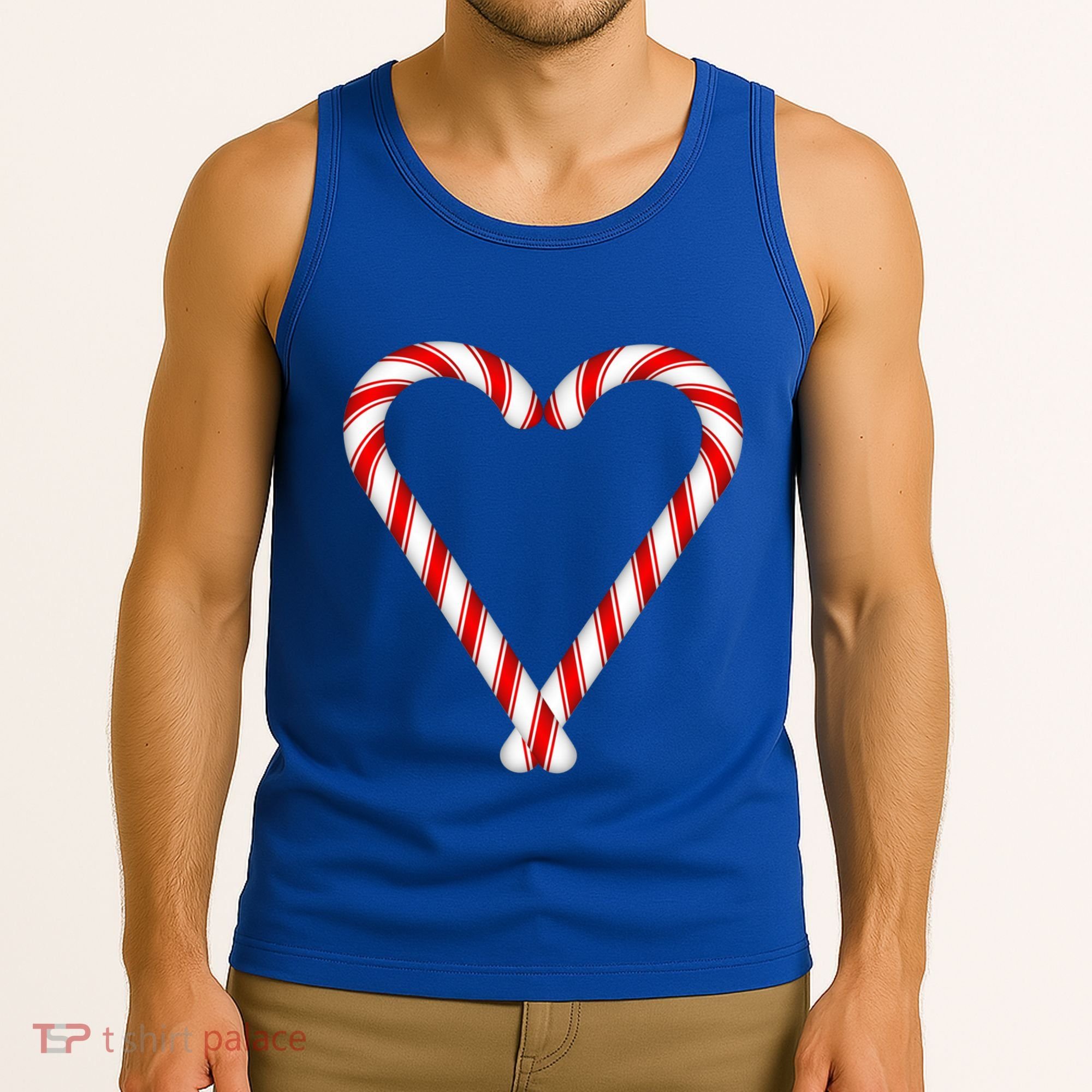 Christmas Candy Cane Heart Mom Dad Gift Tank Top