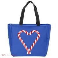 Christmas Candy Cane Heart Mom Dad Gift Tote Bag thumb 0
