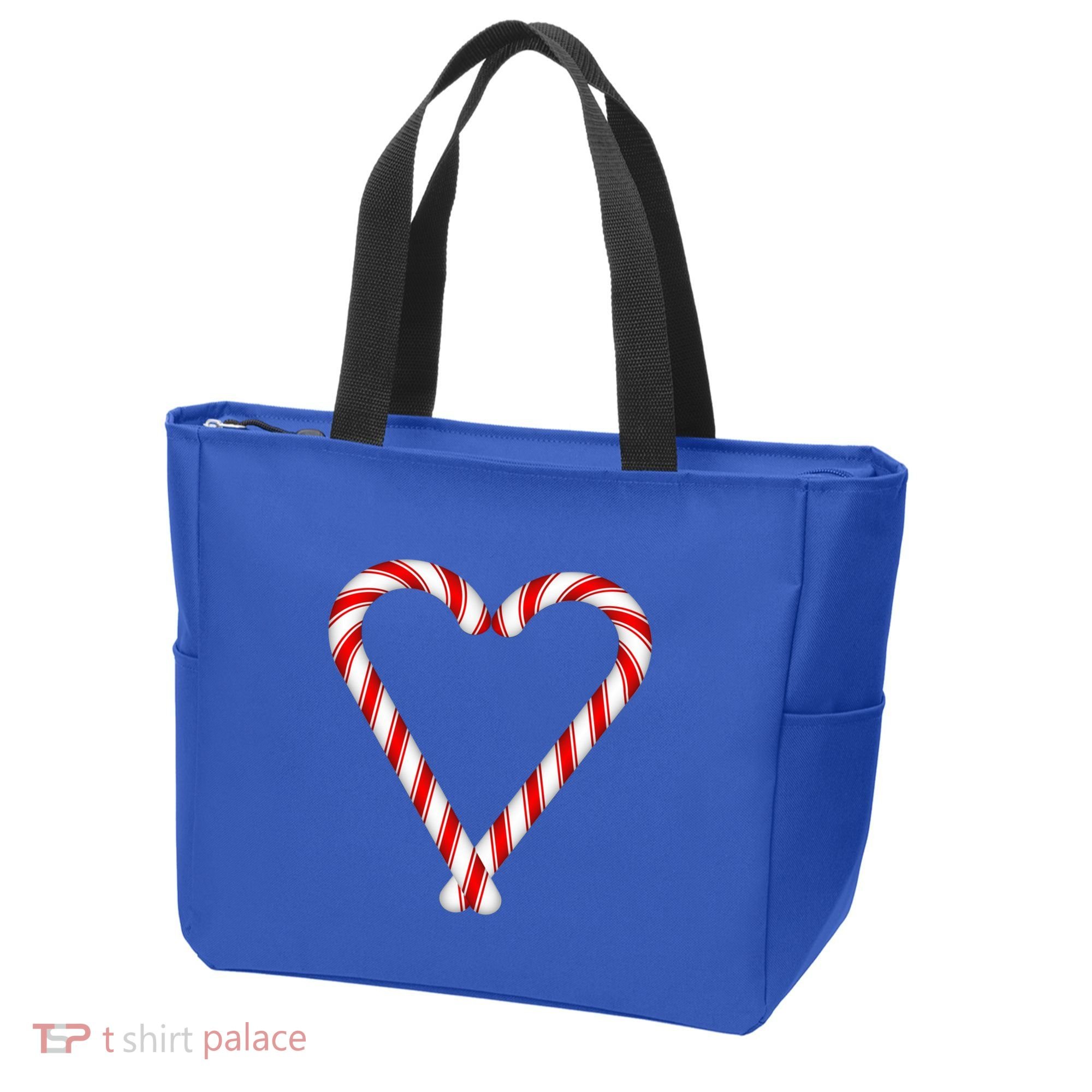 Christmas Candy Cane Heart Mom Dad Gift Tote Bag