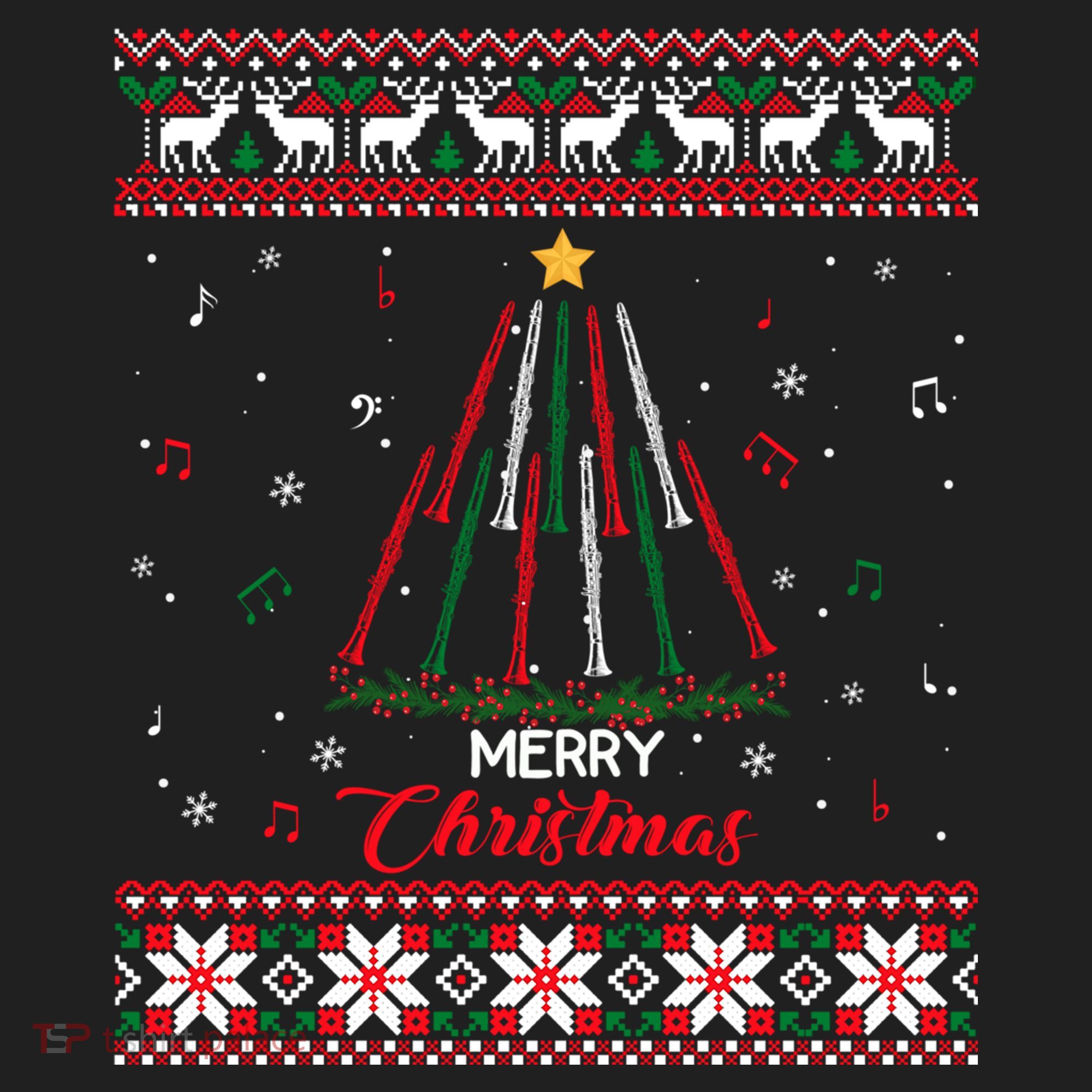 Clarinegift Clarinet Christmas Tree Ugly Xmas Sweater Gift Hat