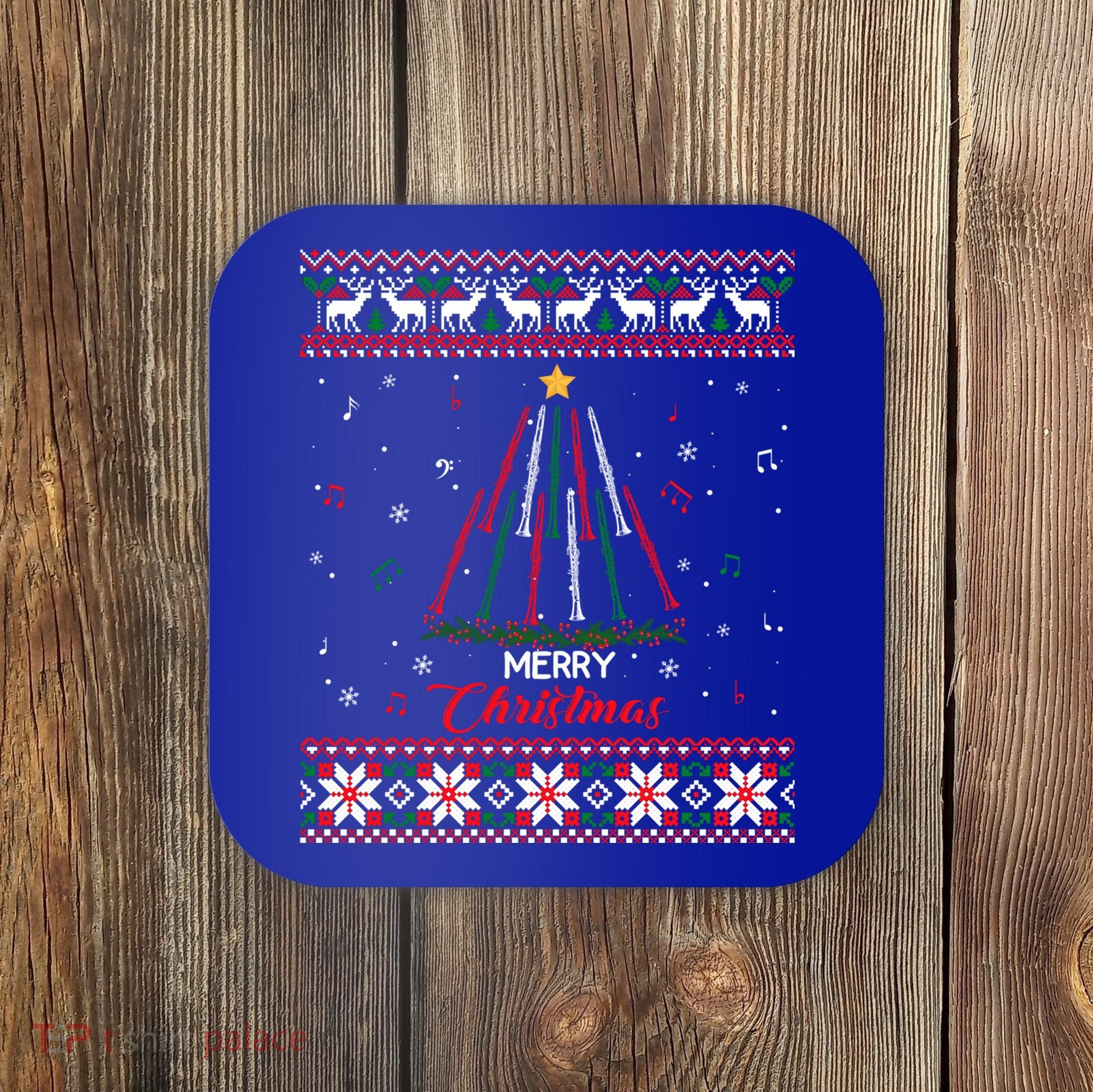 Clarinegift Clarinet Christmas Tree Ugly Xmas Sweater Gift Coaster