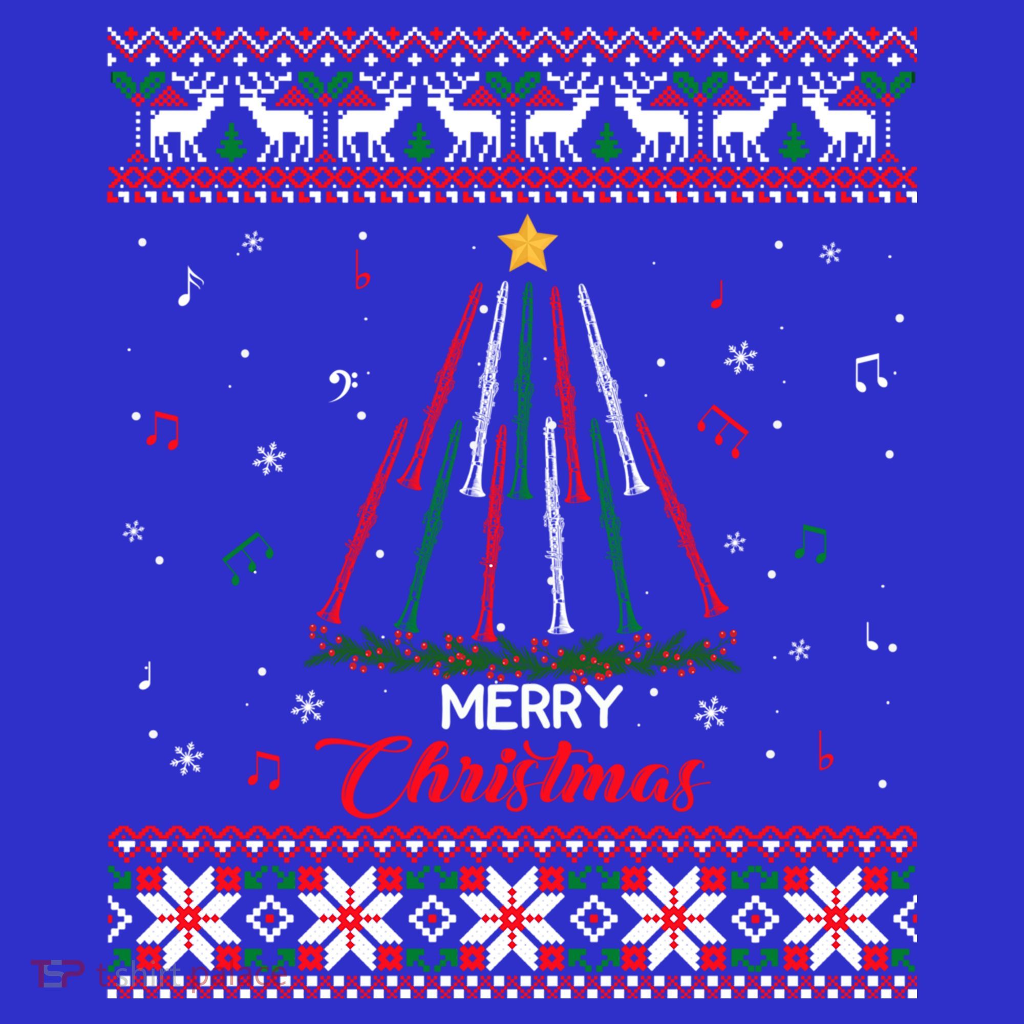 Clarinegift Clarinet Christmas Tree Ugly Xmas Sweater Gift Polo