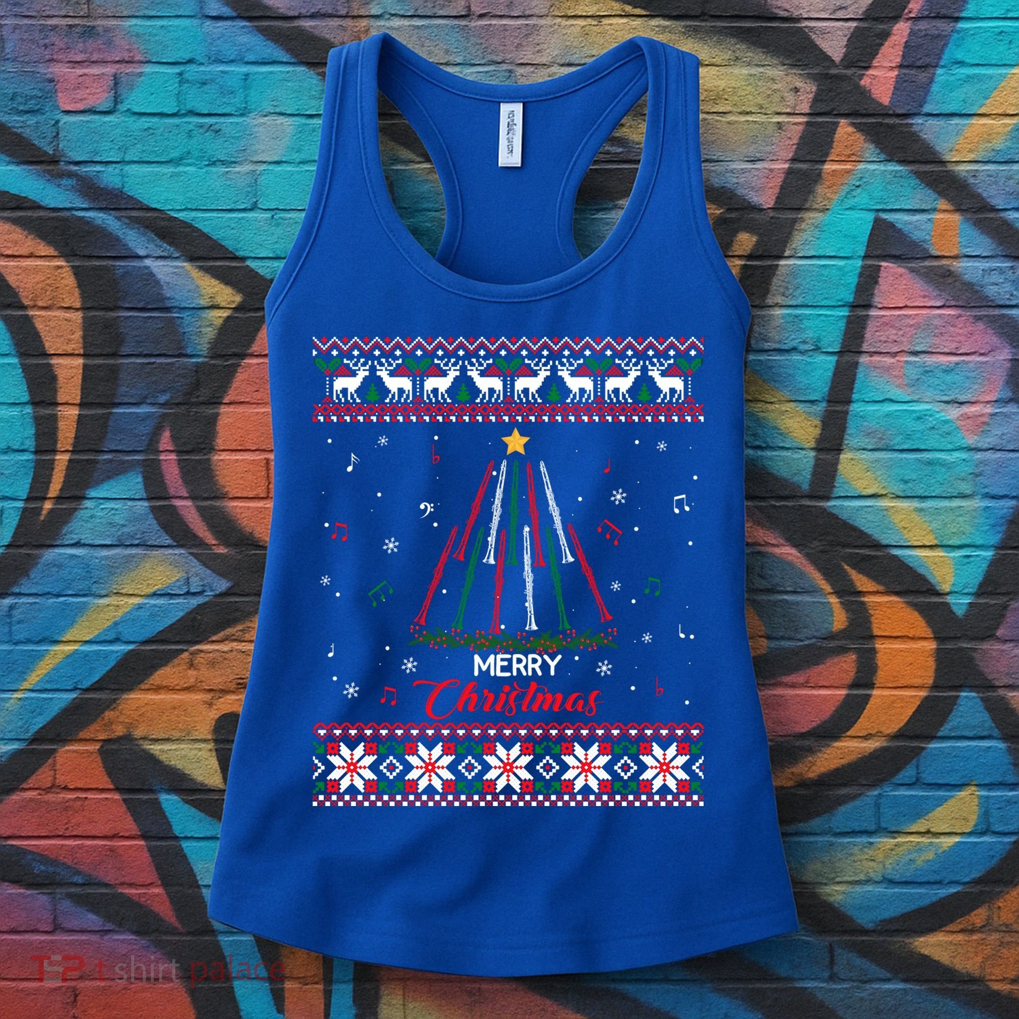 Clarinegift Clarinet Christmas Tree Ugly Xmas Sweater Gift Women's Tank Top