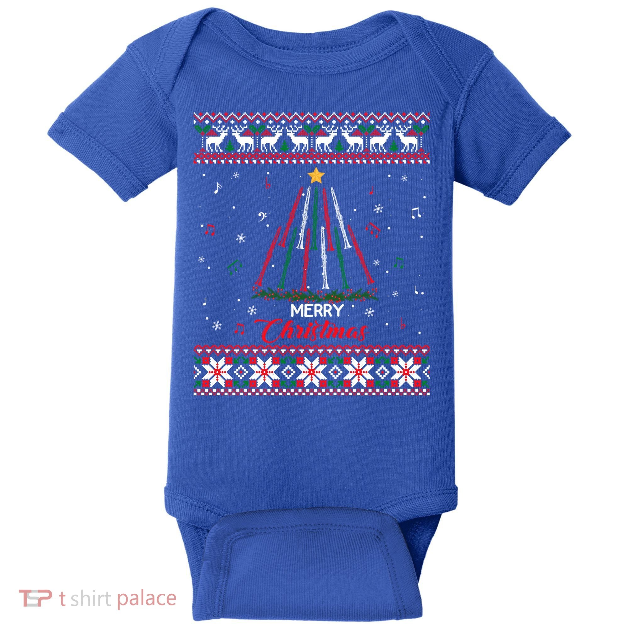 Clarinegift Clarinet Christmas Tree Ugly Xmas Sweater Gift Baby Bodysuit