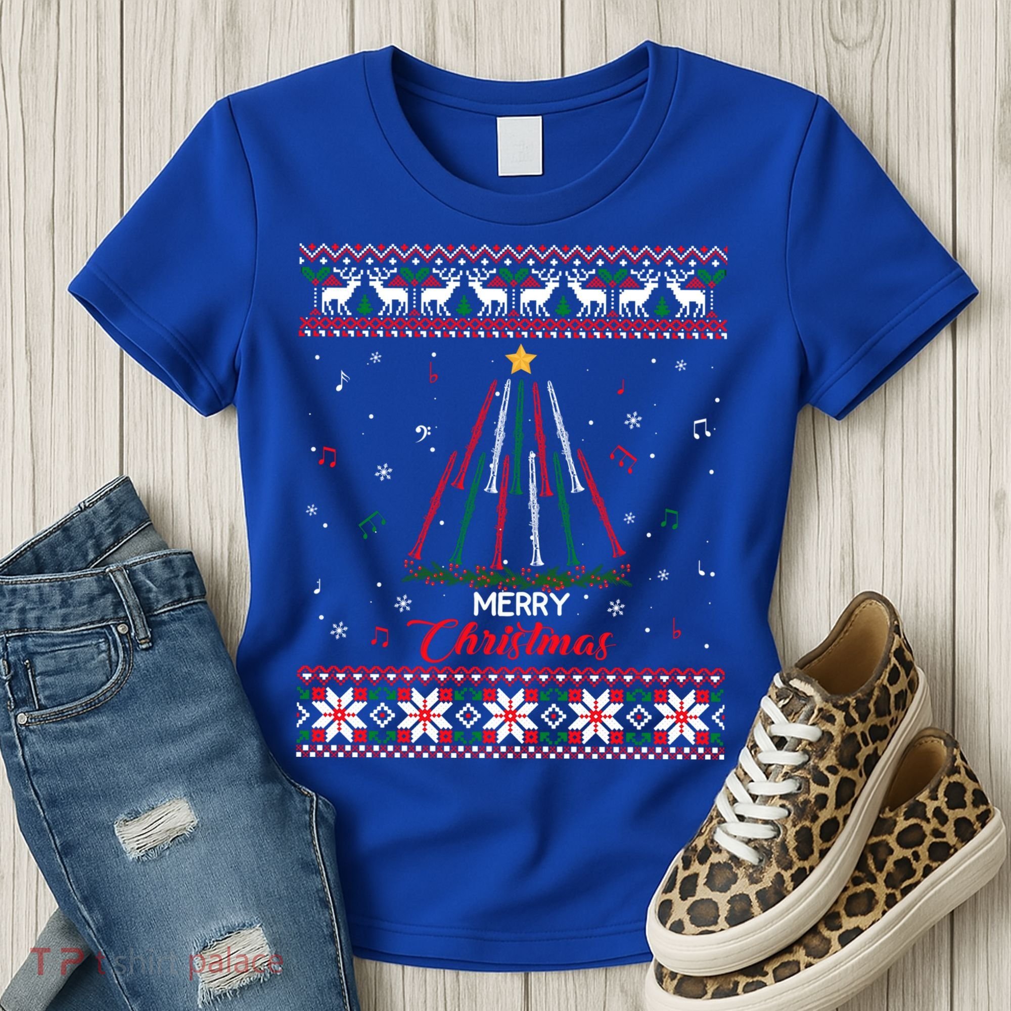 Clarinegift Clarinet Christmas Tree Ugly Xmas Sweater Gift Women's T-Shirt