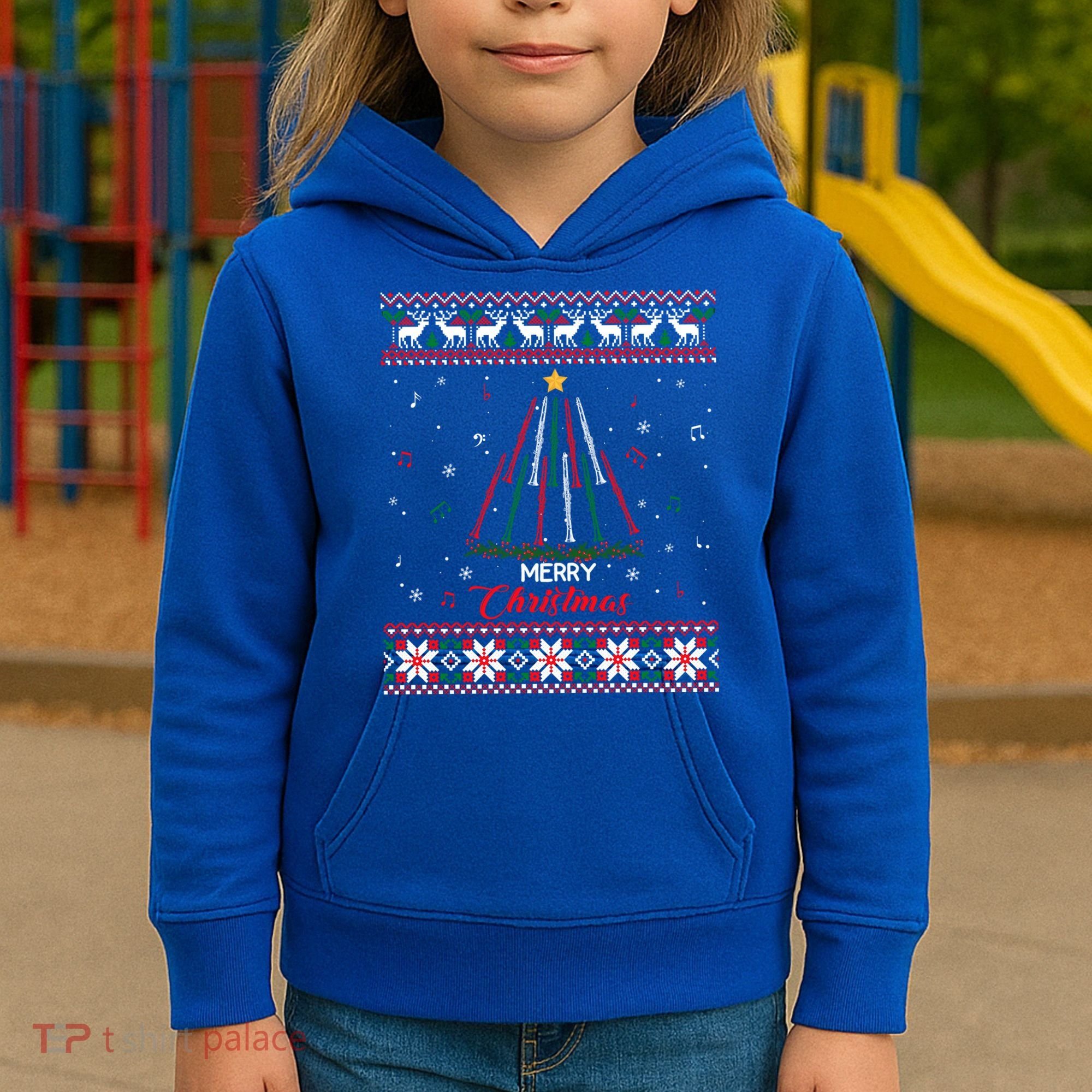 Clarinegift Clarinet Christmas Tree Ugly Xmas Sweater Gift Kids Hoodie
