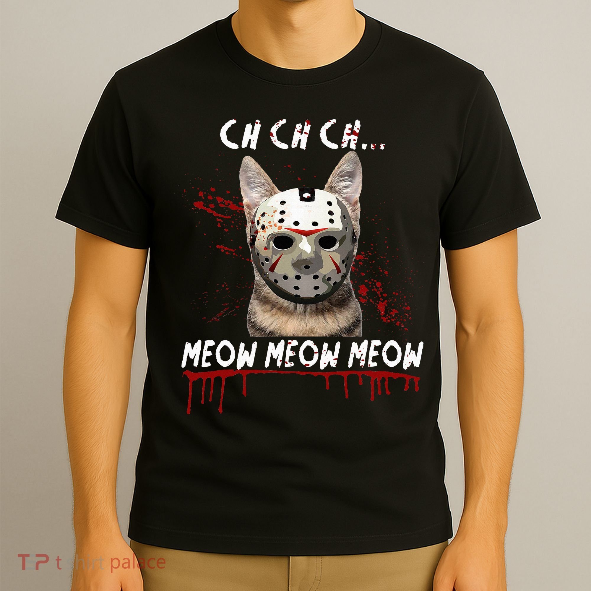 Ch Ch Ch Meow Meow Scary Friday Costume Halloween Cat T-Shirt