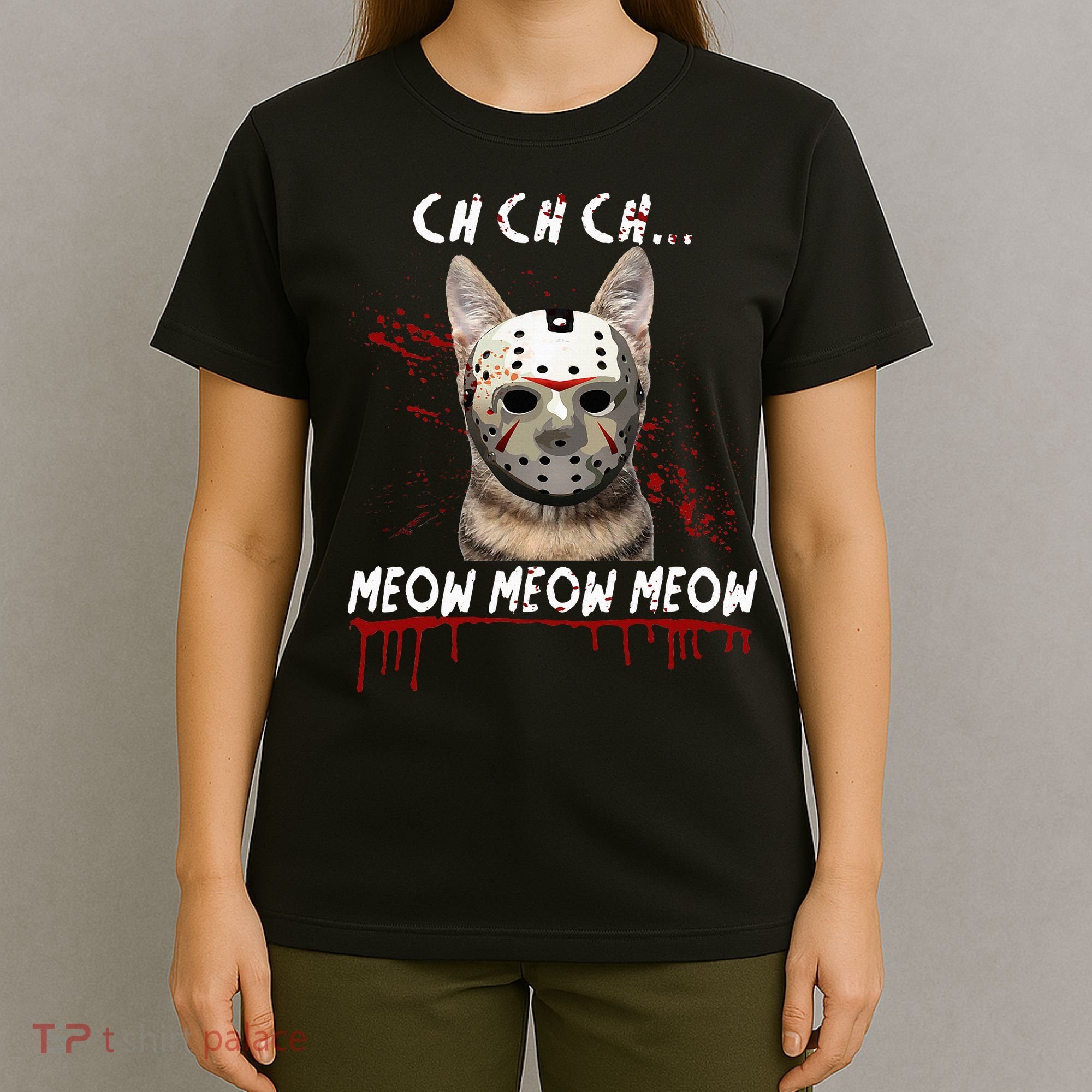 Ch Ch Ch Meow Meow Scary Friday Costume Halloween Cat T-Shirt