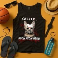 Ch Ch Ch Meow Meow Scary Friday Costume Halloween Cat Tank Top thumb 4