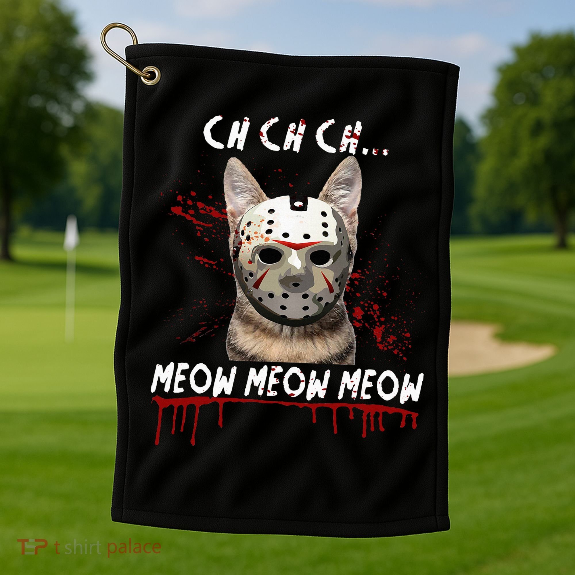 Ch Ch Ch Meow Meow Scary Friday Costume Halloween Cat Golf Towel