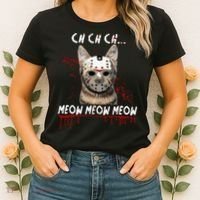 Ch Ch Ch Meow Meow Scary Friday Costume Halloween Cat Women's T-Shirt thumb 2