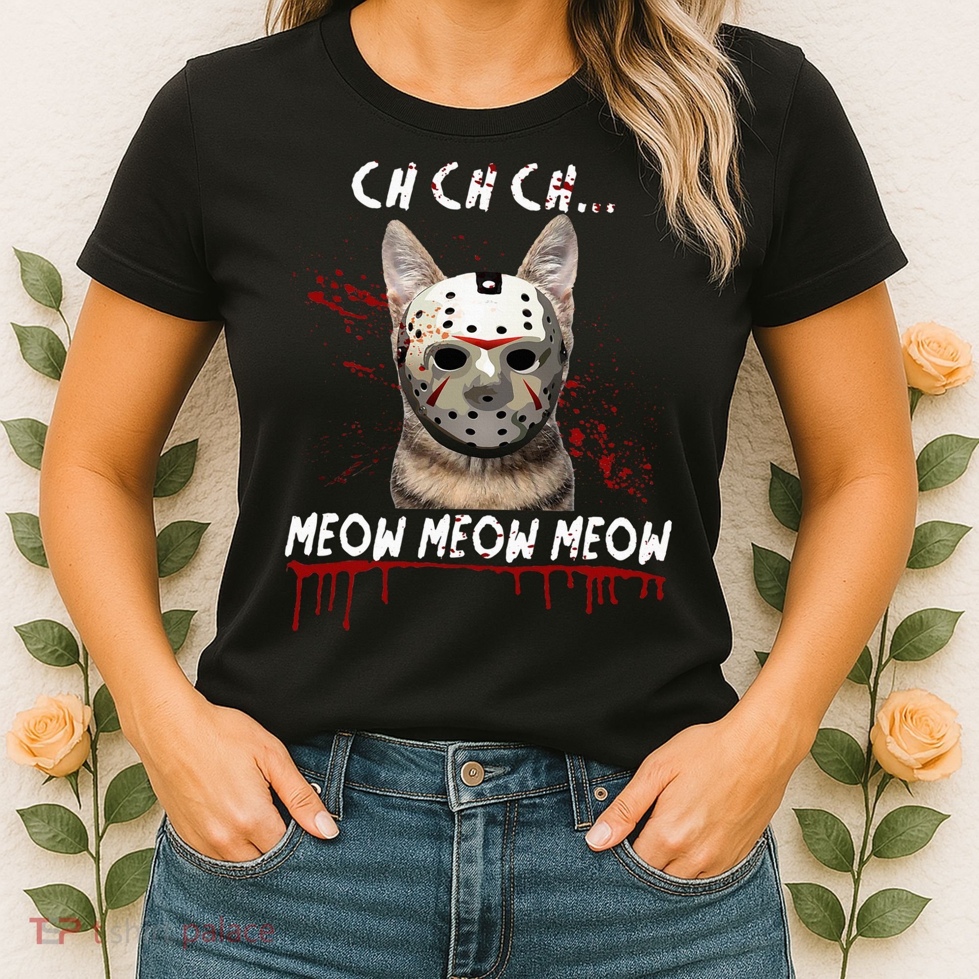Ch Ch Ch Meow Meow Scary Friday Costume Halloween Cat Women's T-Shirt