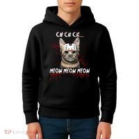 Ch Ch Ch Meow Meow Scary Friday Costume Halloween Cat Kids Hoodie thumb 4