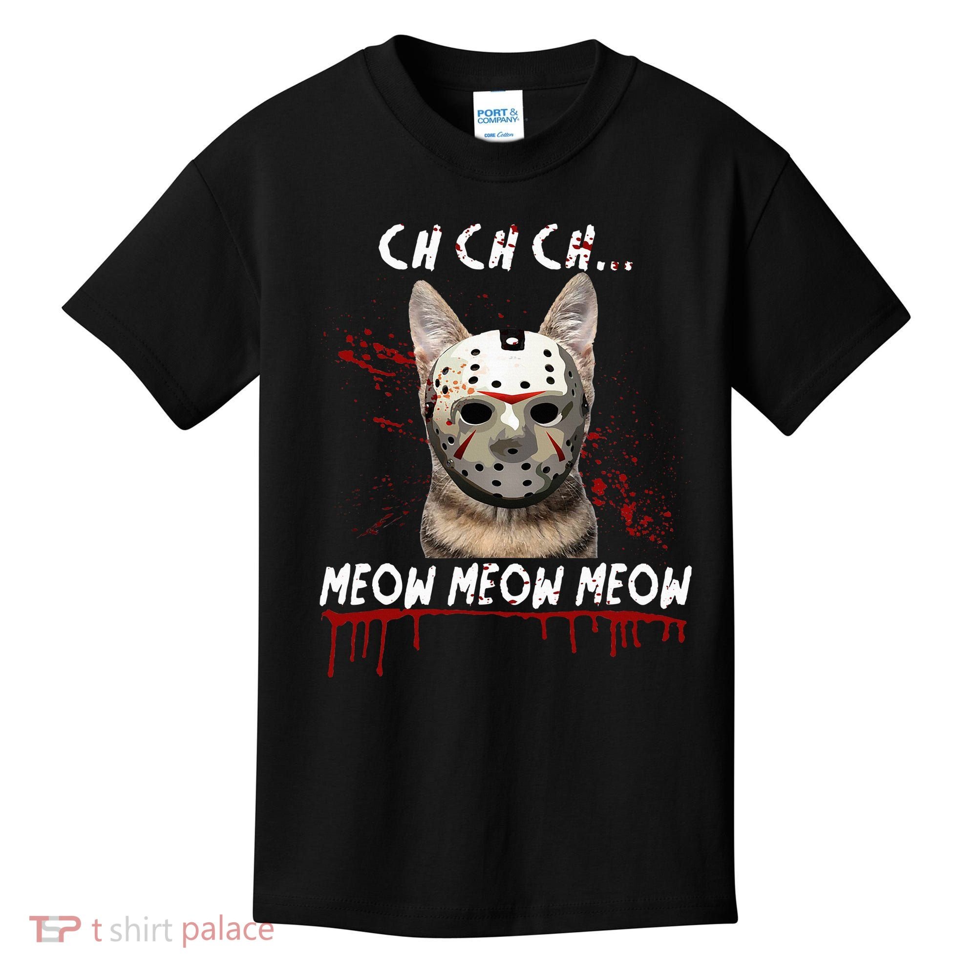 Ch Ch Ch Meow Meow Scary Friday Costume Halloween Cat Kids T-Shirt