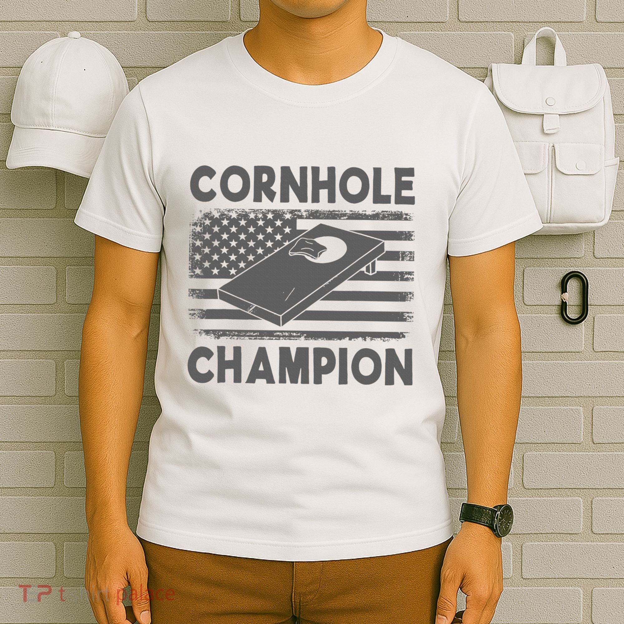 Cornhole Champion Cornhole Team Bean Bag Funny Cornhole T-Shirt