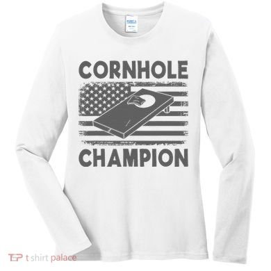 Cornhole Champion Cornhole Team Bean Bag Funny Cornhole Women's Long Sleeve Shirt