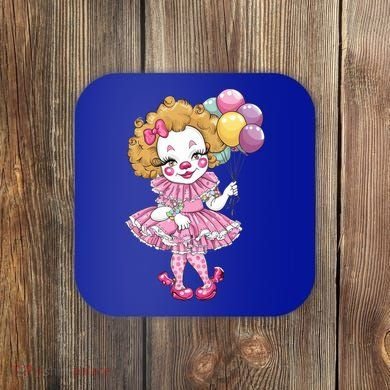 Cute Clowncore Coquette Aesthetic Clown Gift Coaster