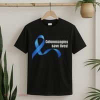 Colorectal Cancer Colon Cancer Awareness Blue Ribbon T-Shirt thumb 2