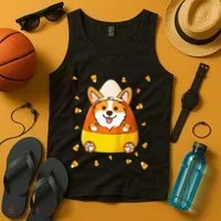 Cute Candy Corn Corgi Halloween Costume Tank Top thumb 4