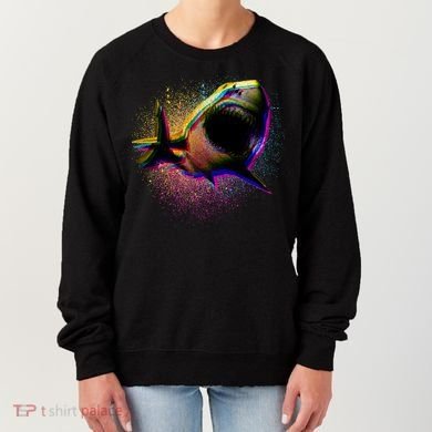 Cool Colorful CMYK Paint Spatter Shark Women's Sweatshirt