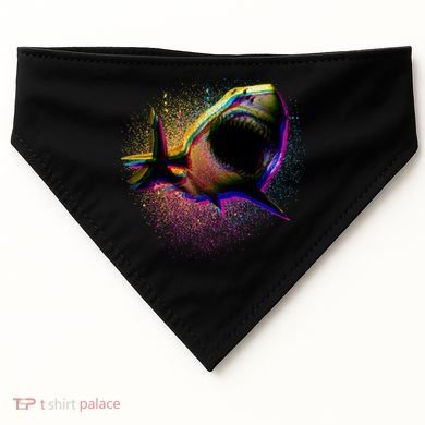 Cool Colorful CMYK Paint Spatter Shark USA-Made Doggie Bandana