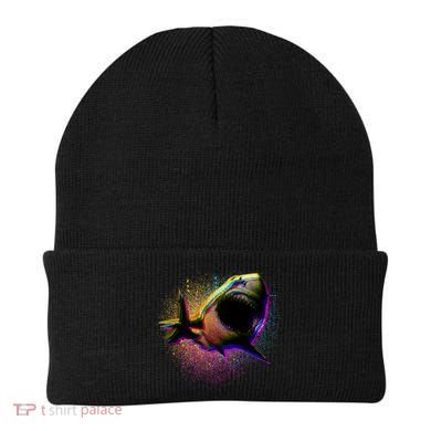 Cool Colorful CMYK Paint Spatter Shark Beanie