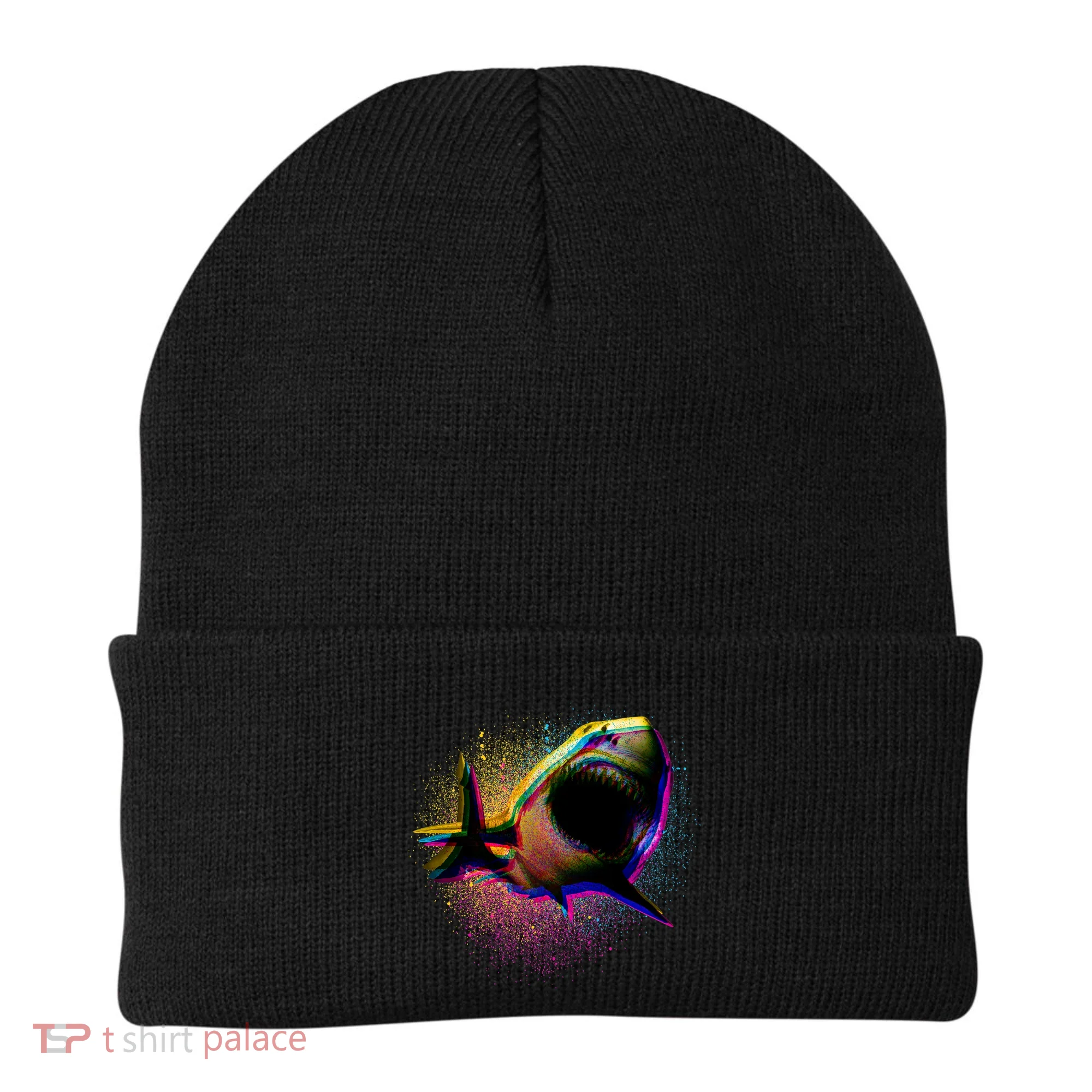 Cool Colorful CMYK Paint Spatter Shark Beanie