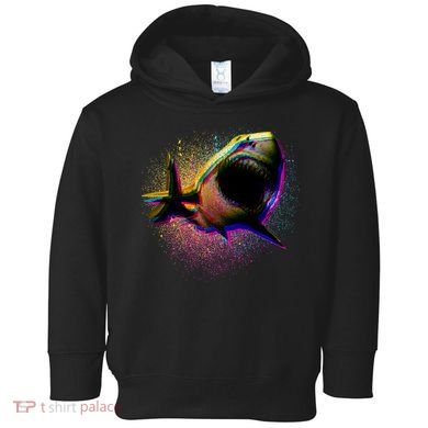 Cool Colorful CMYK Paint Spatter Shark Toddler Hoodie