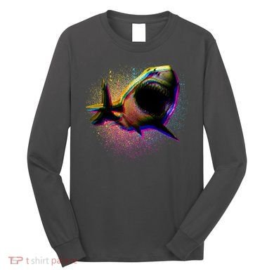 Cool Colorful CMYK Paint Spatter Shark Long Sleeve Shirt