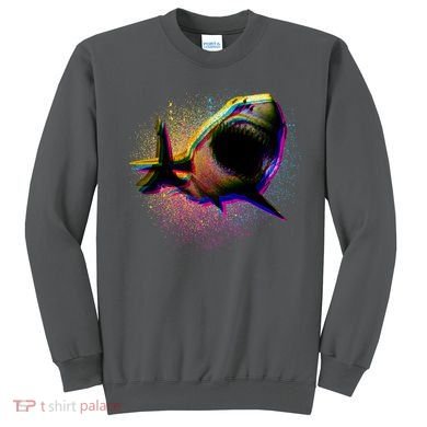 Cool Colorful CMYK Paint Spatter Shark Sweatshirt