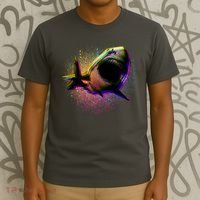 Cool Colorful CMYK Paint Spatter Shark T-Shirt thumb 3