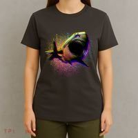 Cool Colorful CMYK Paint Spatter Shark T-Shirt thumb 4