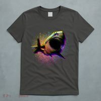 Cool Colorful CMYK Paint Spatter Shark T-Shirt thumb 5