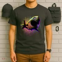 Cool Colorful CMYK Paint Spatter Shark T-Shirt thumb 6