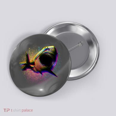 Cool Colorful CMYK Paint Spatter Shark Button