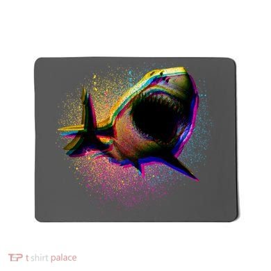 Cool Colorful CMYK Paint Spatter Shark Mousepad