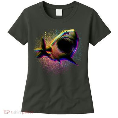 Cool Colorful CMYK Paint Spatter Shark Women's T-Shirt