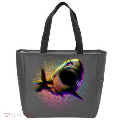 Cool Colorful CMYK Paint Spatter Shark Tote Bag