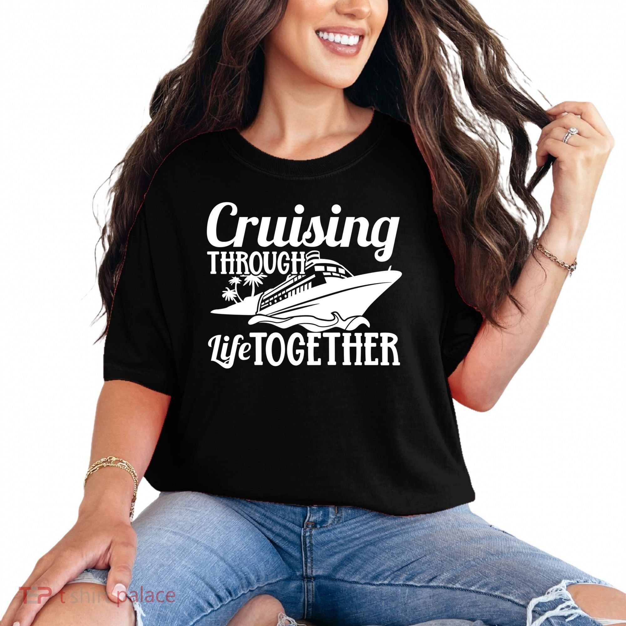 Couple Cruise Cruising Through Life Together Cute Gift Comfort Colors T-Shirt