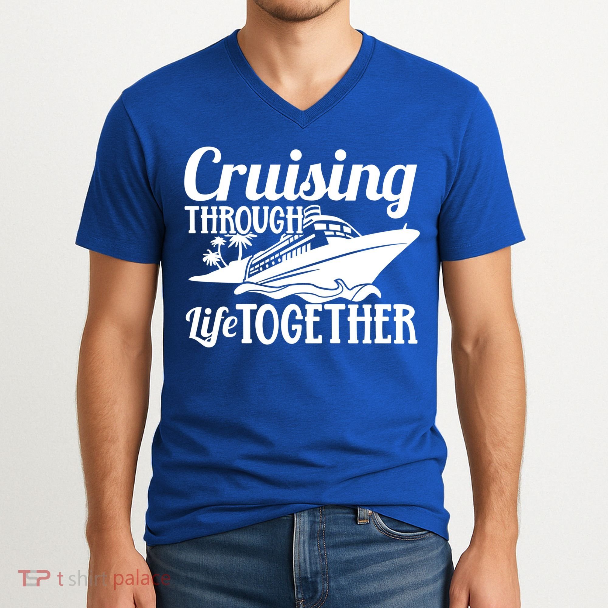 Couple Cruise Cruising Through Life Together Cute Gift V-Neck T-Shirt