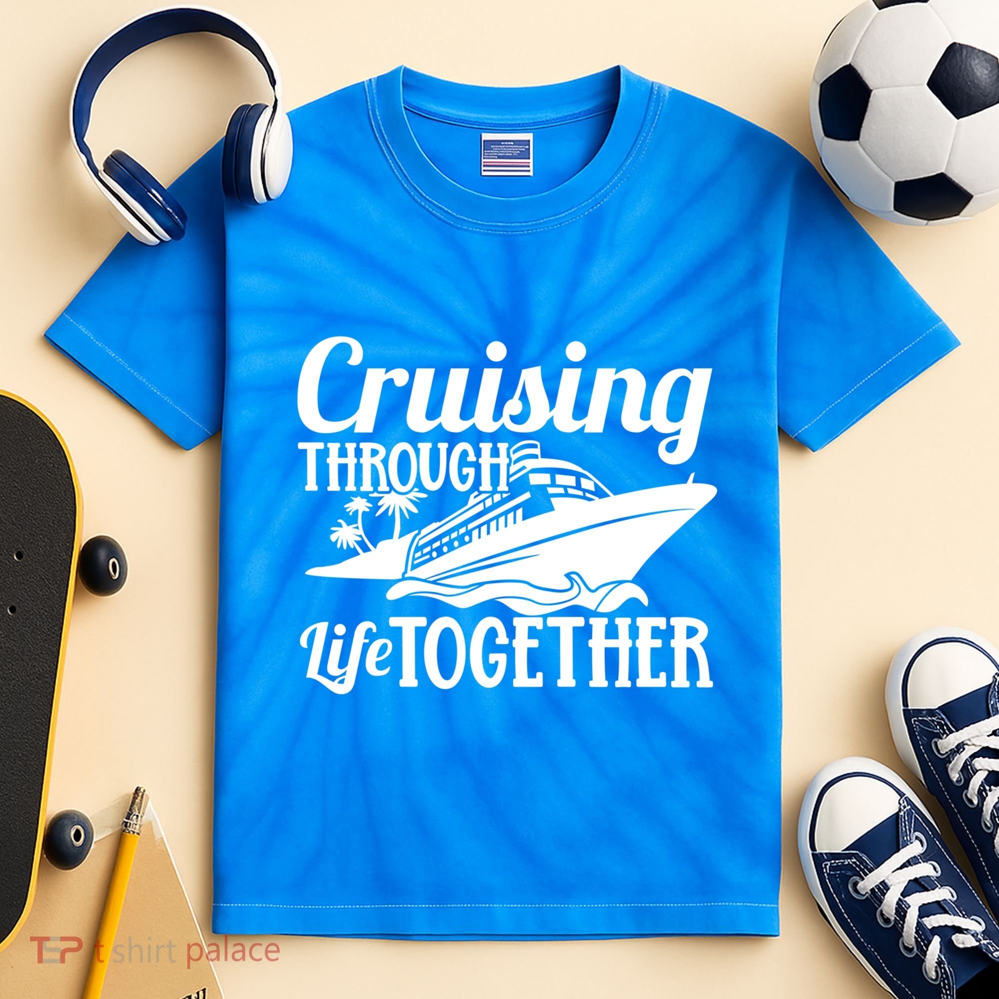 Couple Cruise Cruising Through Life Together Cute Gift Kids Tie-Dye T-Shirt