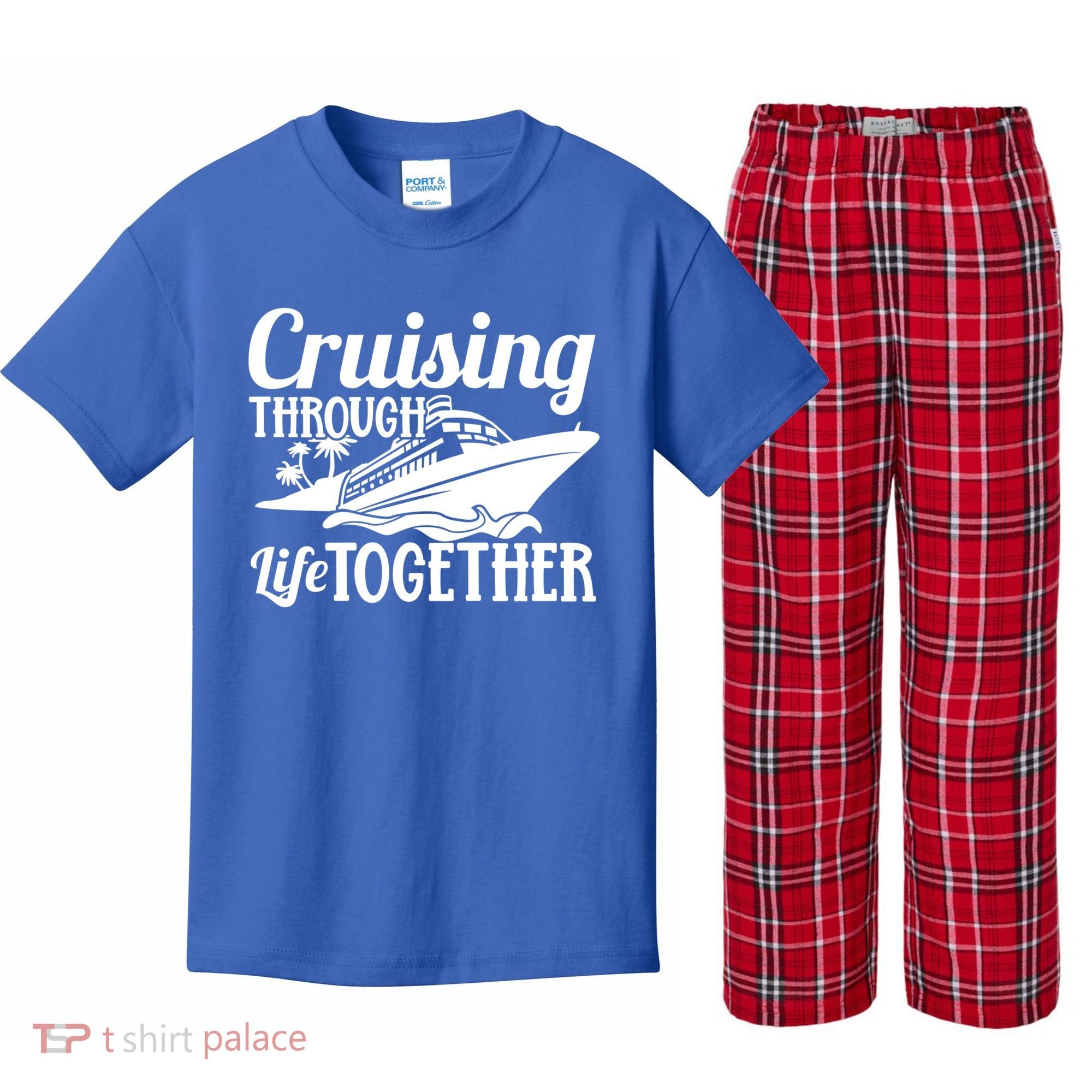 Couple Cruise Cruising Through Life Together Cute Gift Kids Plaid Pajama Set