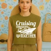 Couple Cruise Cruising Through Life Together Cute Gift Garment-Dyed Women's Muscle Tee thumb 4
