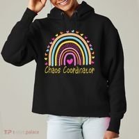 Childcare Chaos Coordinator Teacher Daycare Provider Rainbow Gift Ladies Heavyweight Boxy Pullover Hoodie thumb 0