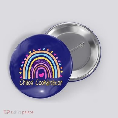 Childcare Chaos Coordinator Teacher Daycare Provider Rainbow Gift Button