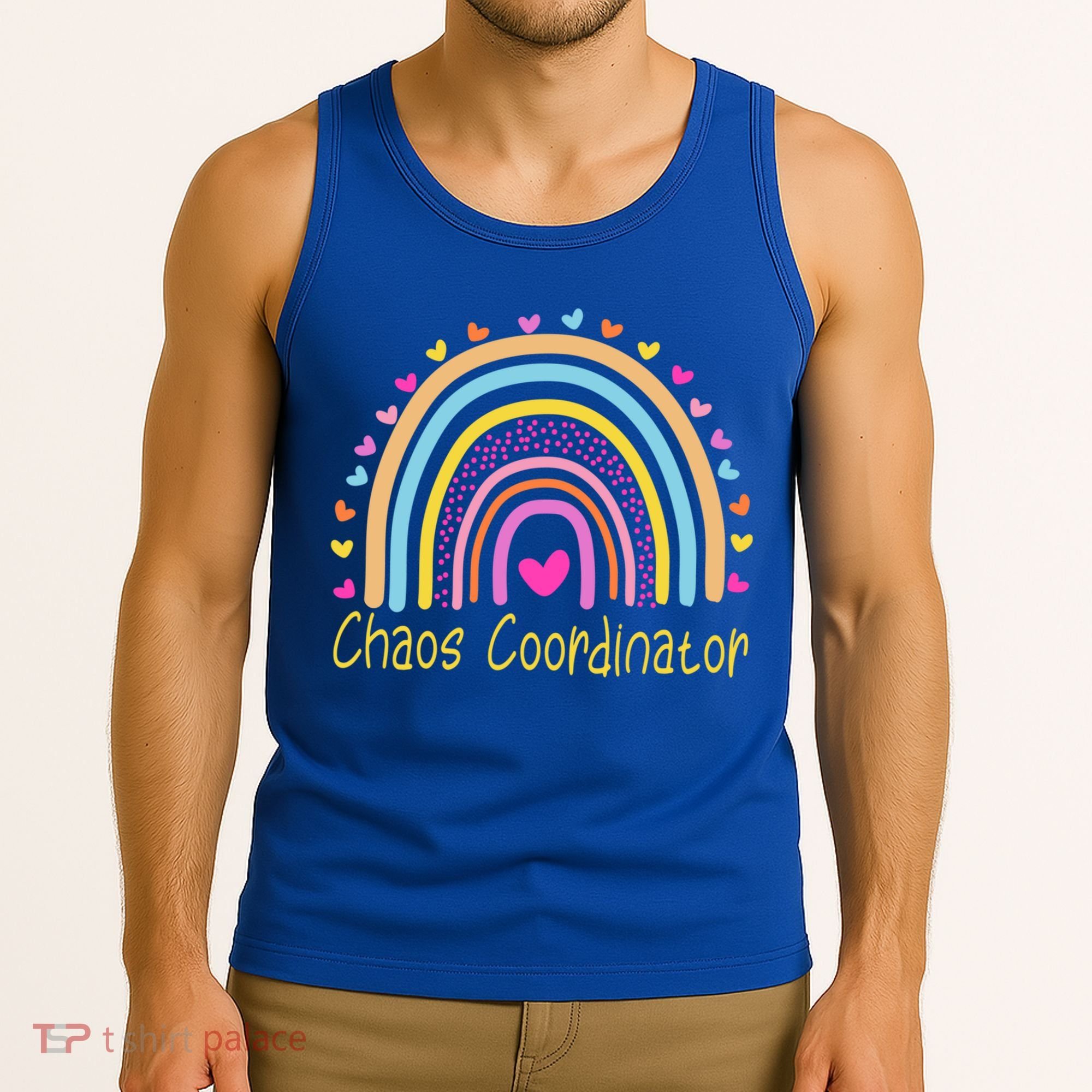 Childcare Chaos Coordinator Teacher Daycare Provider Rainbow Gift Tank Top